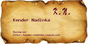 Kender Nadinka névjegykártya